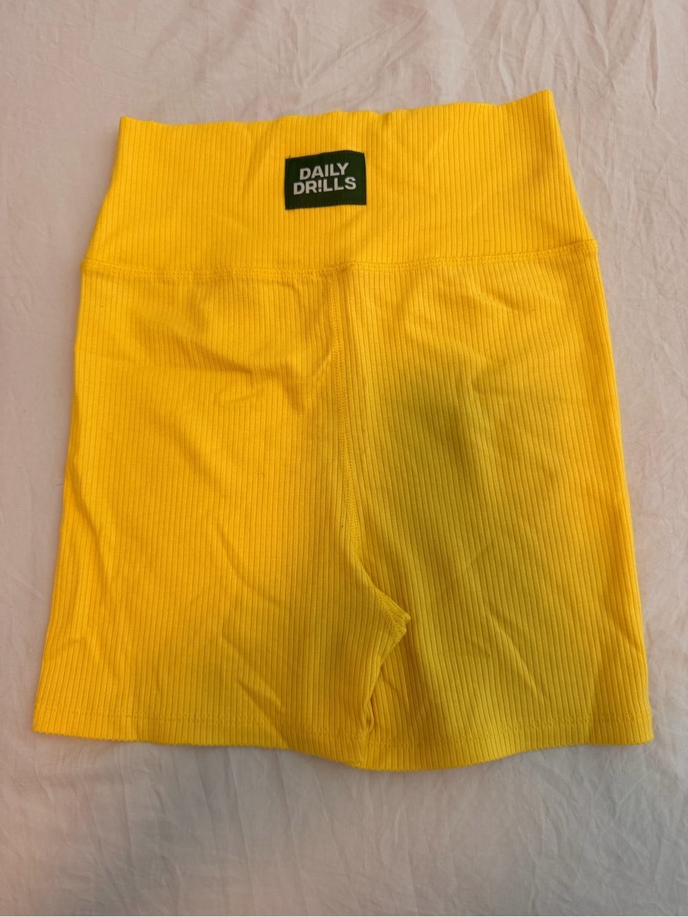 Daily Drills Women's Bright Yellow Ribbed High-Waist Bike Shorts